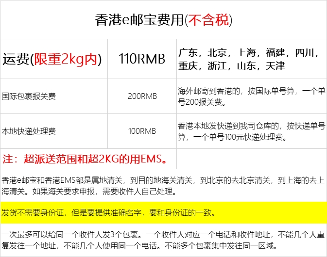 香港直郵內(nèi)地價格